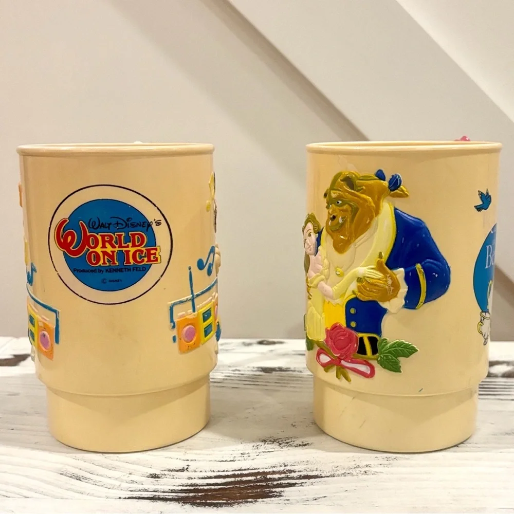 Vintage Disney On Ice Ringling Bros Barnum Bailey Collectible Cups Beauty Beast